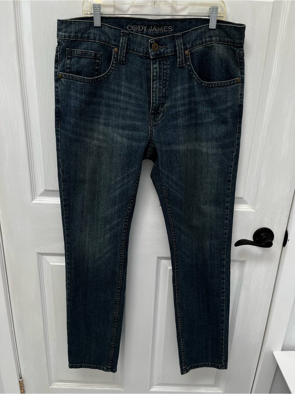 Cody James Men's Slim Fit Dark Wash Jeans 35x34 Western Casual Minimalist Denim